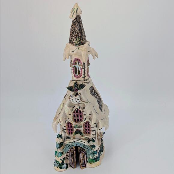 Heather Goldminc Christmas Church Tealight Holder Come All Ye Faithful Blue Sky - Picture 10 of 14